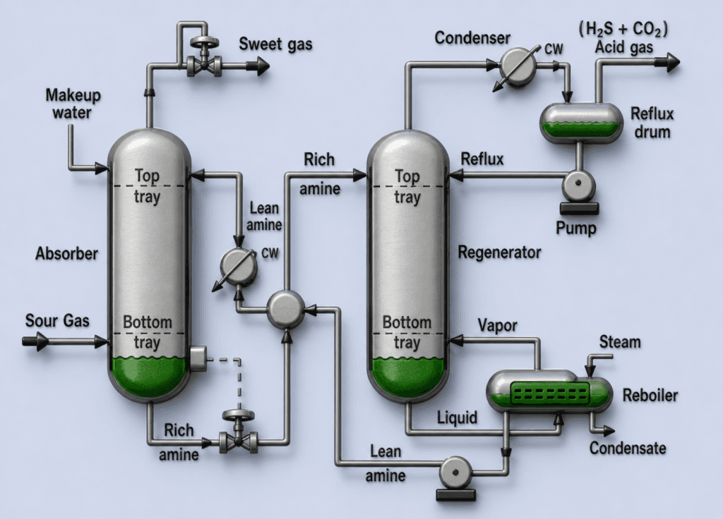Amine Scrubbing process flow sheet