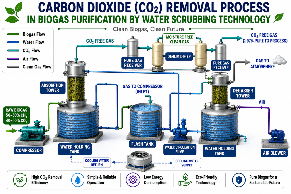 CO2 Water Scrubbing process flow sheet