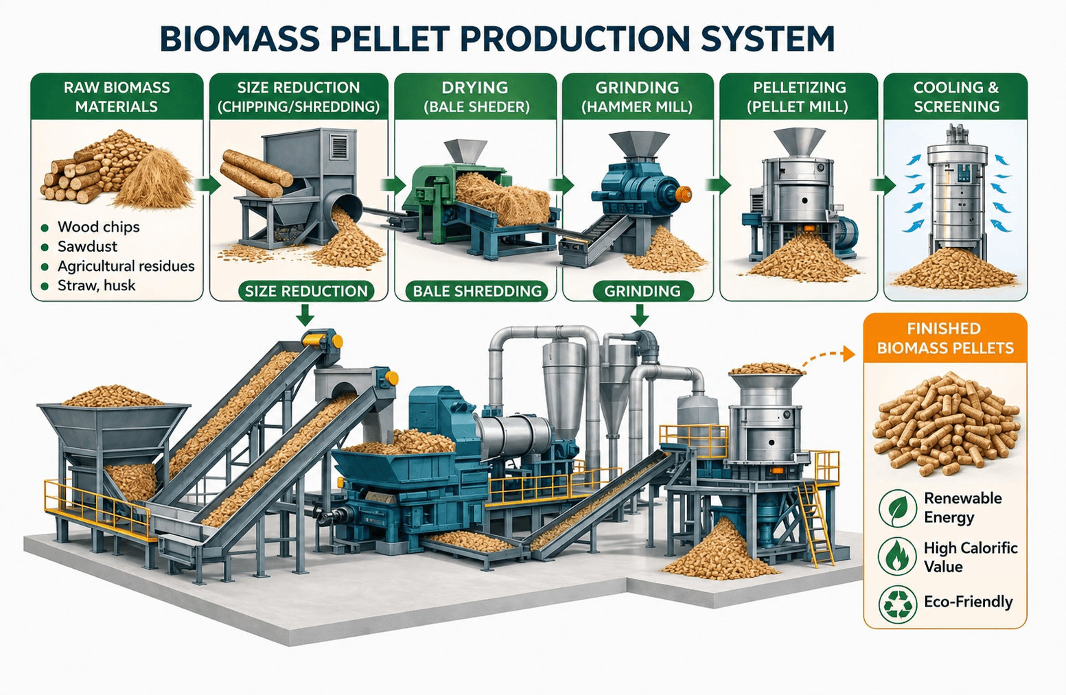 Biomass Pellet Production System Layout